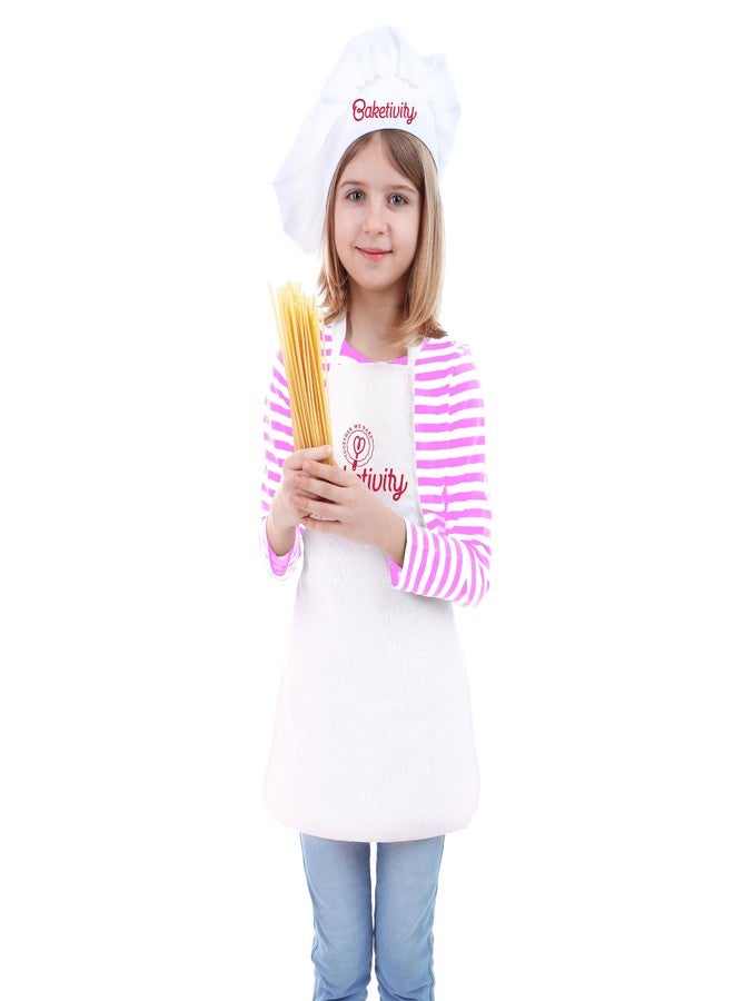 Baketivity Kids Chef Hat and Apron Set for Boys & Girls - One Size Fits All (Adjustable) Kids Cooking Aprons - Washable Kids Apron & Chef Hat Set for Cooking - Young Chefs & Junior Bakers Chef Outfit - Image 1